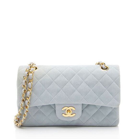 Chanel Handbags - Chanel Vintage Suede Classic Small Double Flap Bag